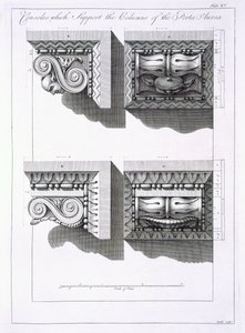 Consolas que sostienen columnas de la Porta Aurea, de 